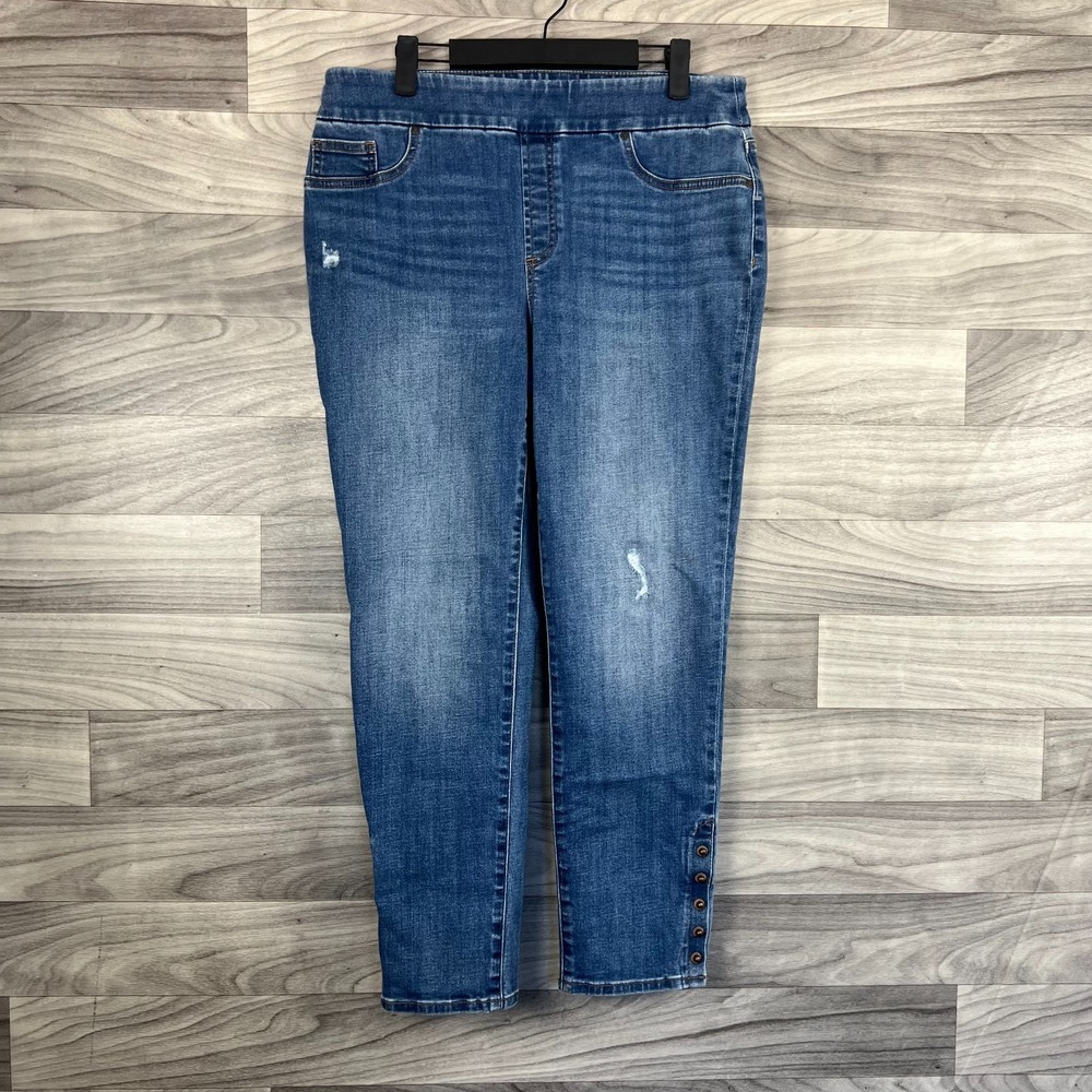 Chico's Jegging Jeans Womens 1/ 8R (32x25.5) Blue Denim Relaxed Fit Ankle Button